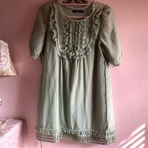 HAZEL Olive Mini Dress with Lace Accents